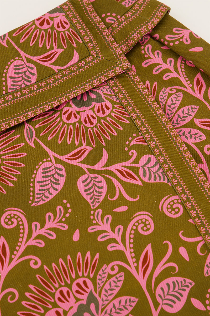 Green skirt with overlap &amp; pink flowers | My Jewellery