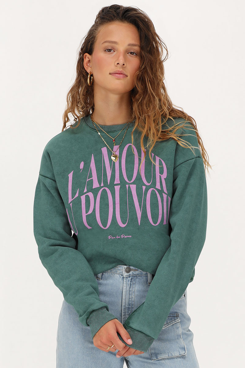 Green sweater "L'amour au pouvoir" | My Jewellery