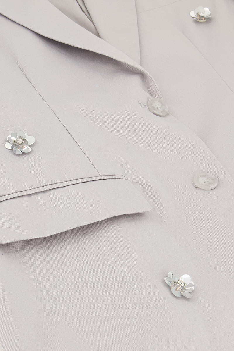 Gray blazer with silver 3D flowers | My Jewellery