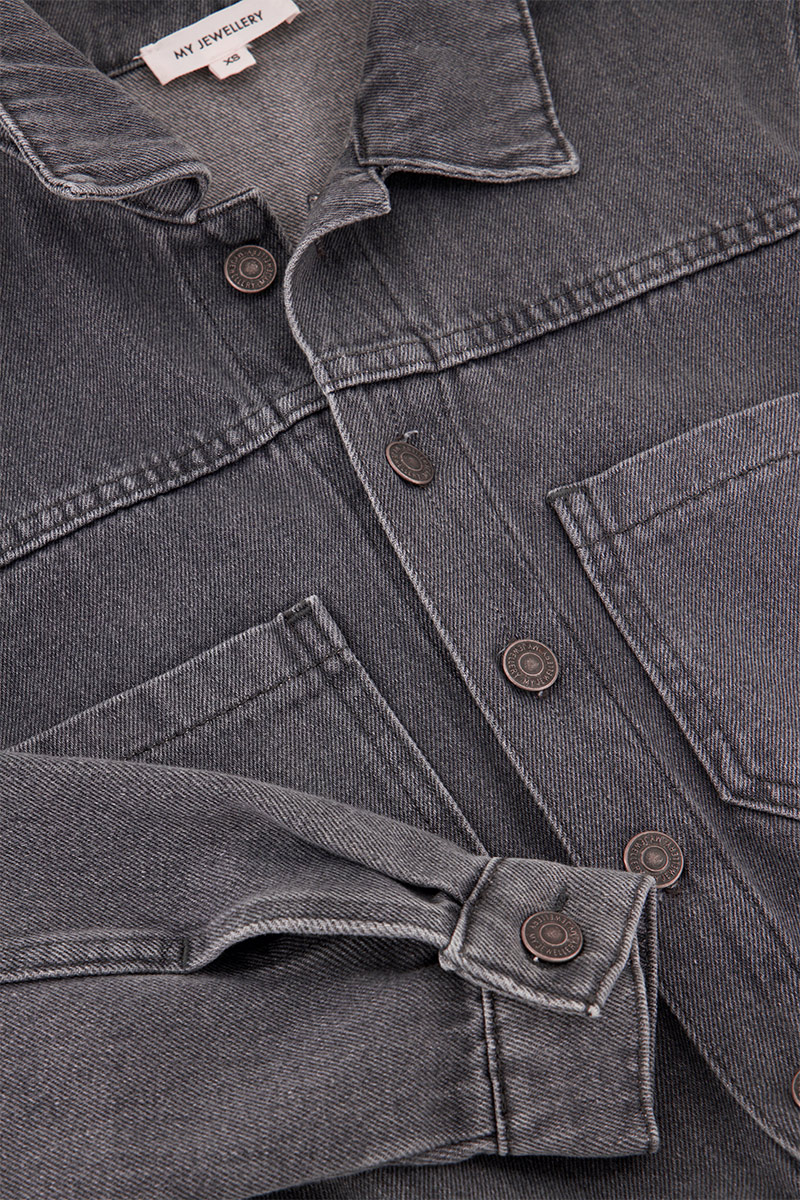 Grey denim jumpsuit with long sleeves | My Jewellery