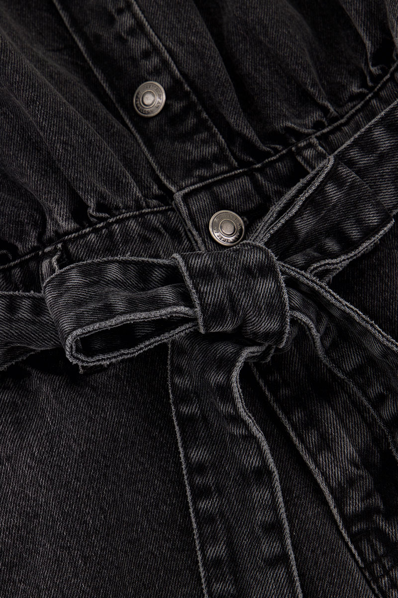 Grey denim playsuit with waistband | My Jewellery