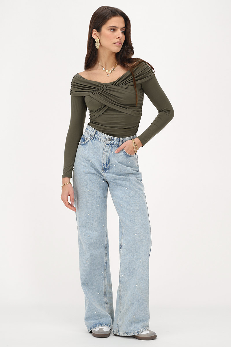 Grey off-shoulder top crossover | My Jewellery