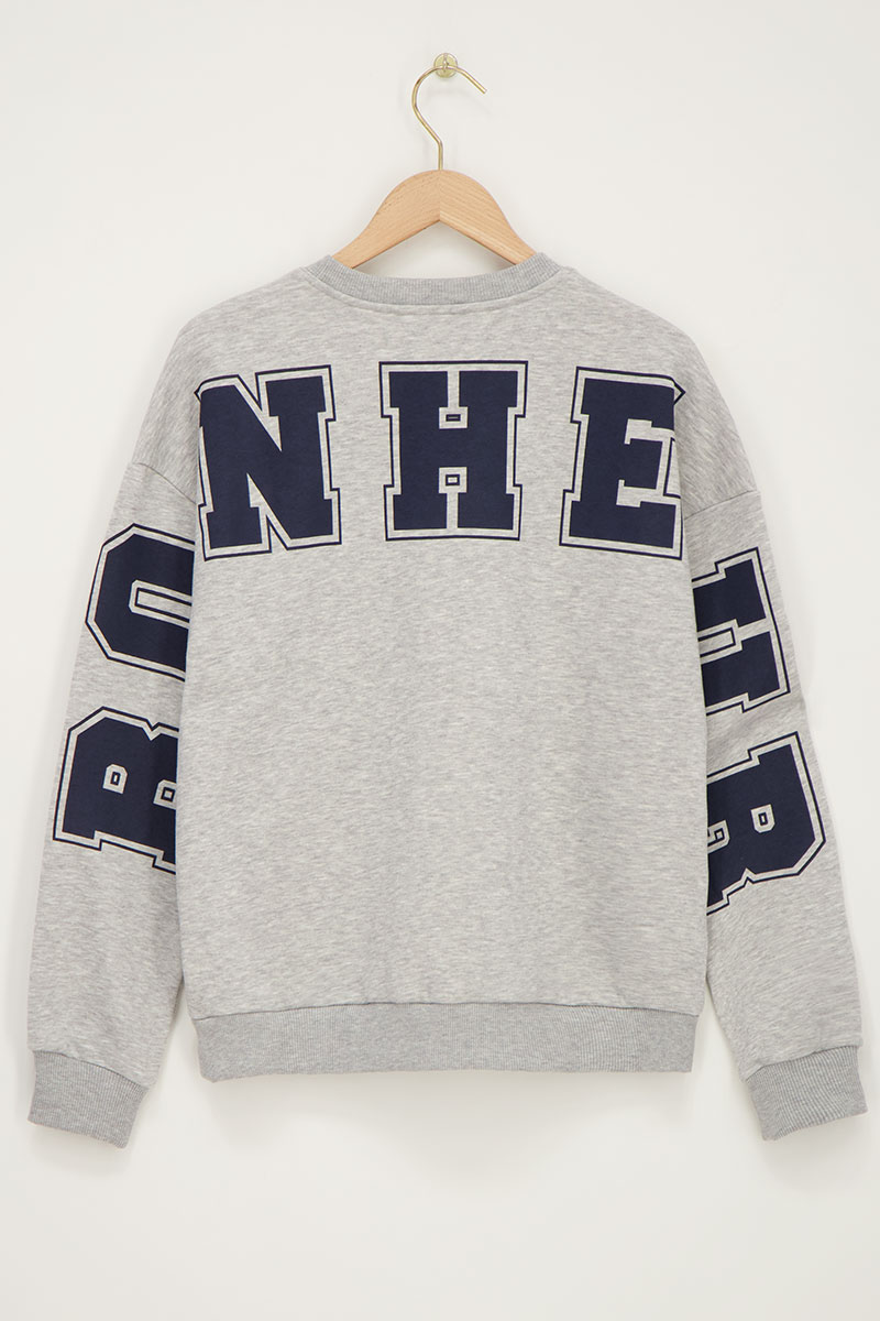 Grey oversized sweatshirt "Bonheur" | My Jewellery