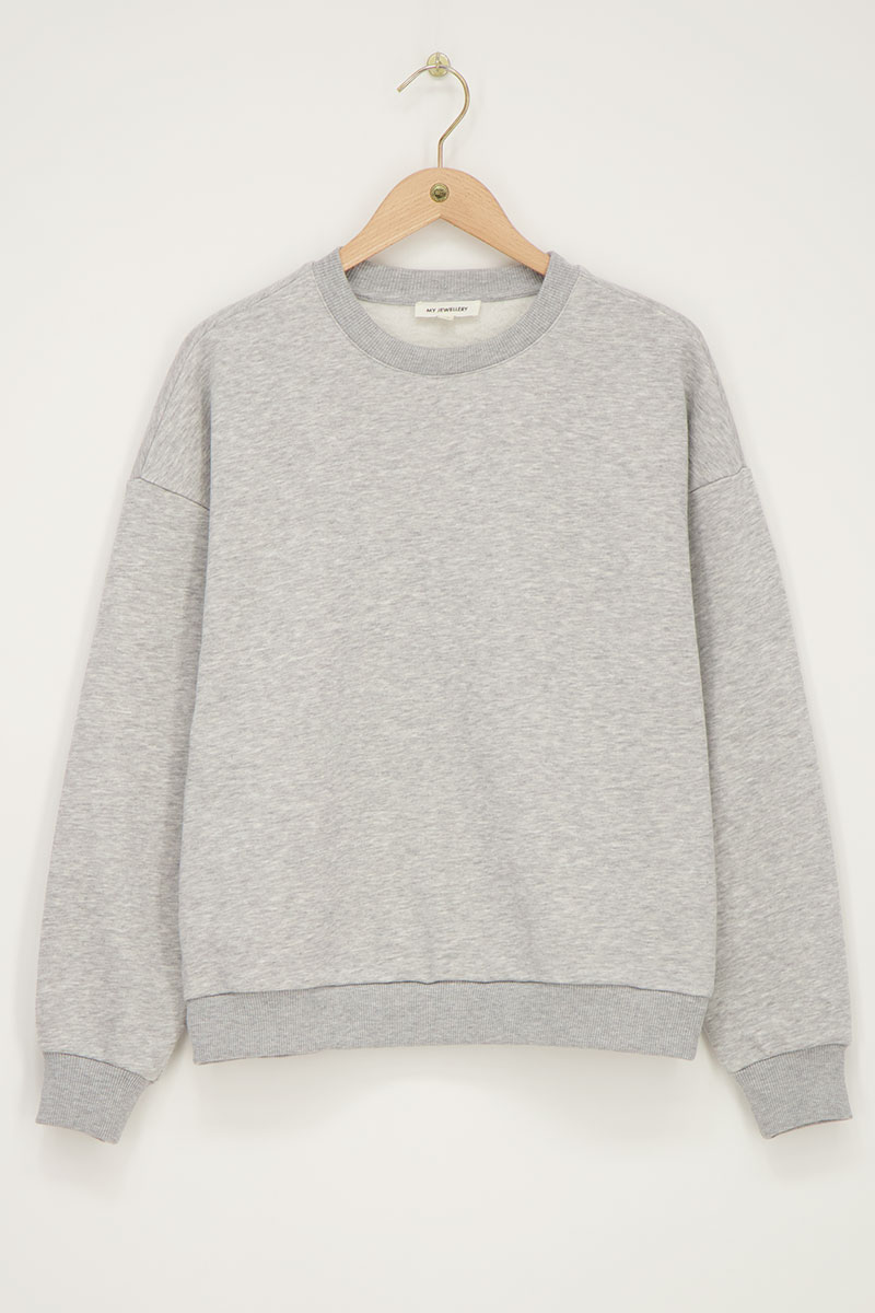 Grey oversized sweatshirt "Bonheur" | My Jewellery