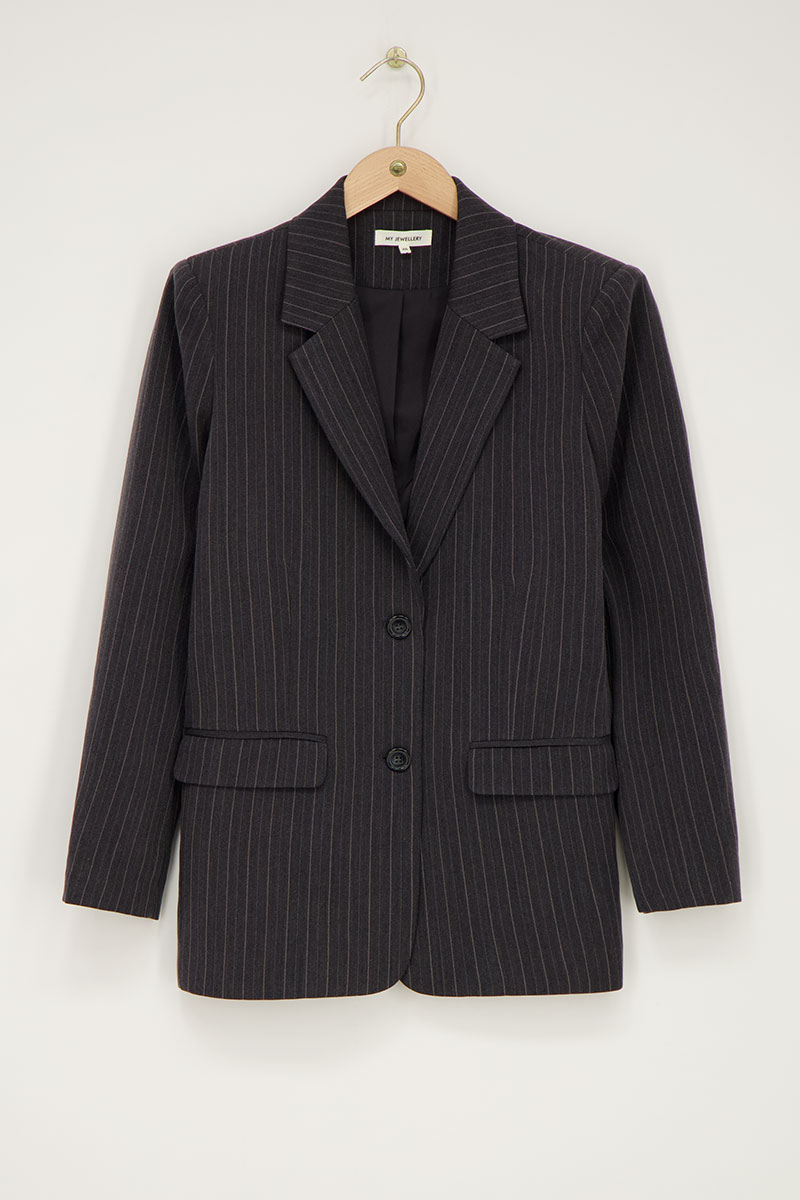 Grey pinstripe blazer | My Jewellery