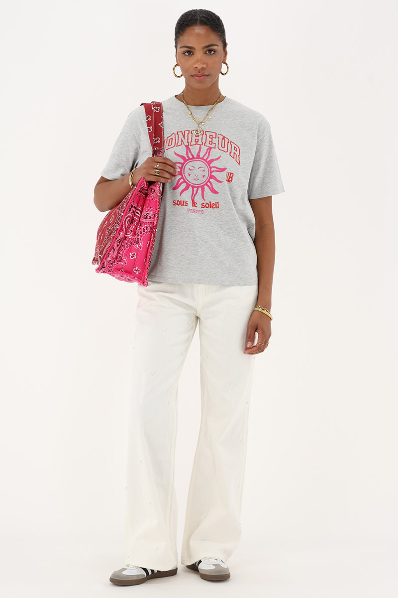 Grey T-shirt "Bonheur" | My Jewellery