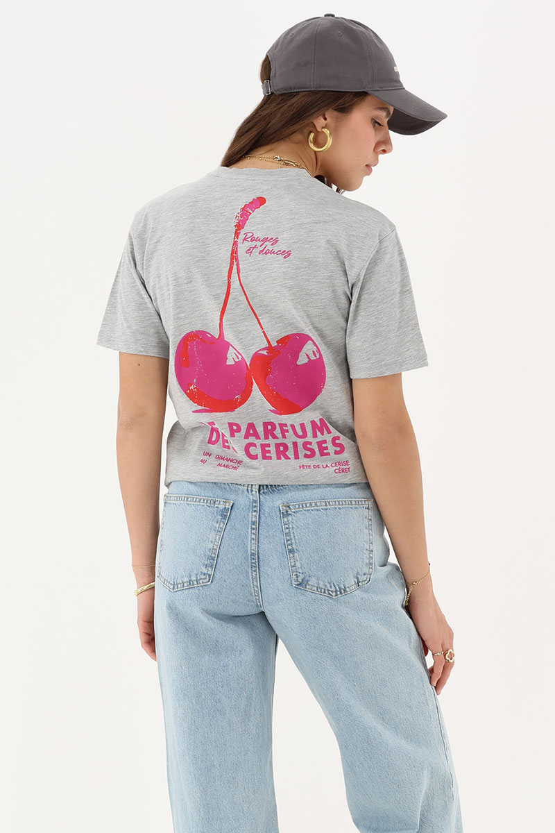 Grey T-shirt "Rouges et douces" | My Jewellery