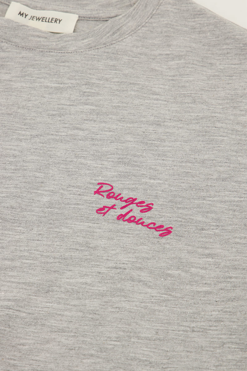 Grey T-shirt "Rouges et douces" | My Jewellery