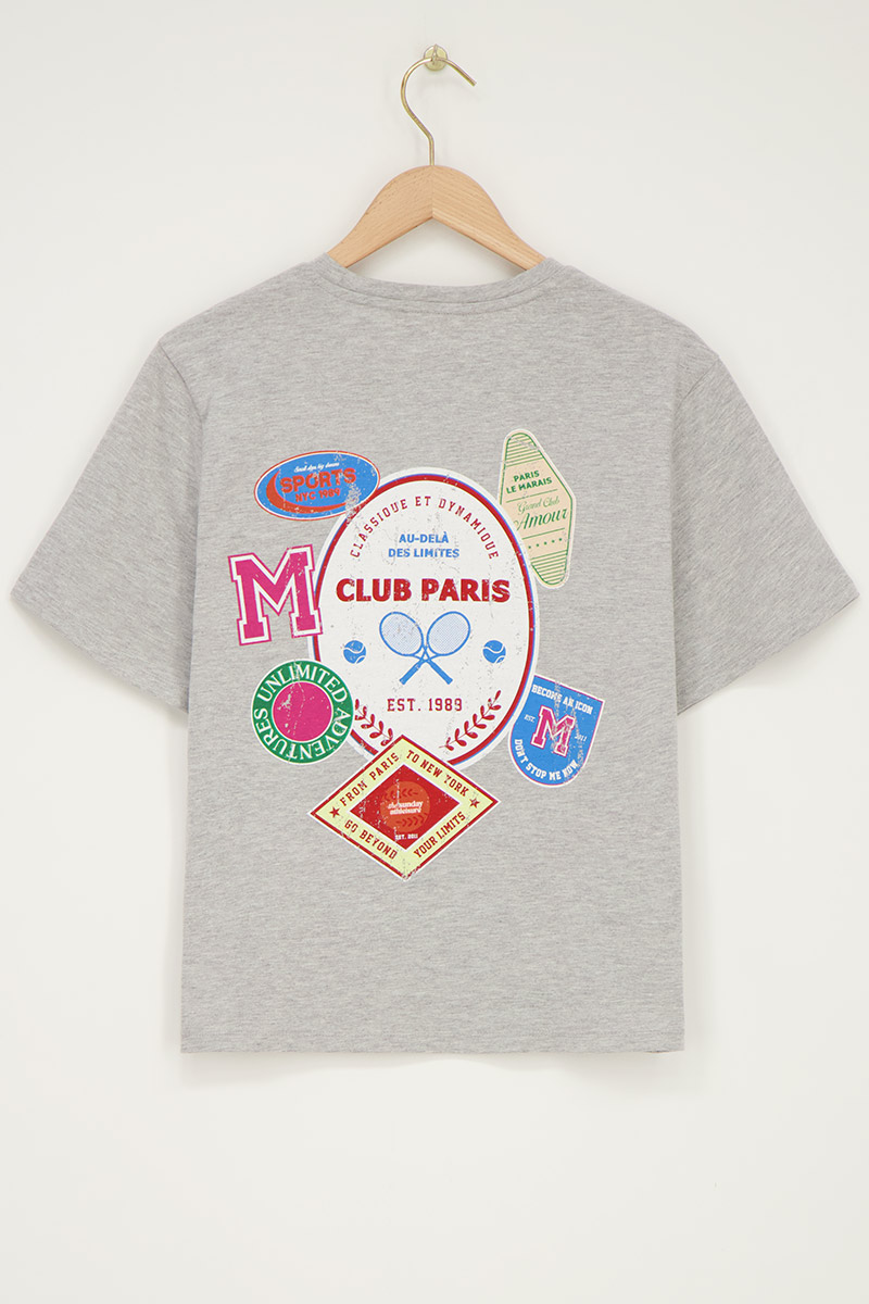 Grey T-shirt sports and patches | My Jewellery