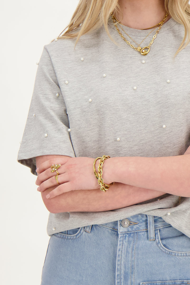 Grey t-shirt with pearls | My Jewellery