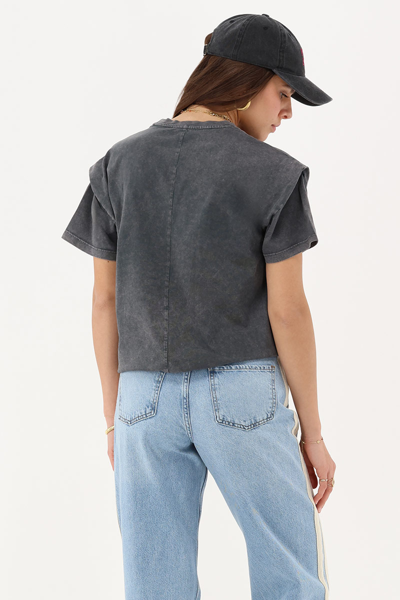 Grey T-shirt with sleeve detail | My Jewellery