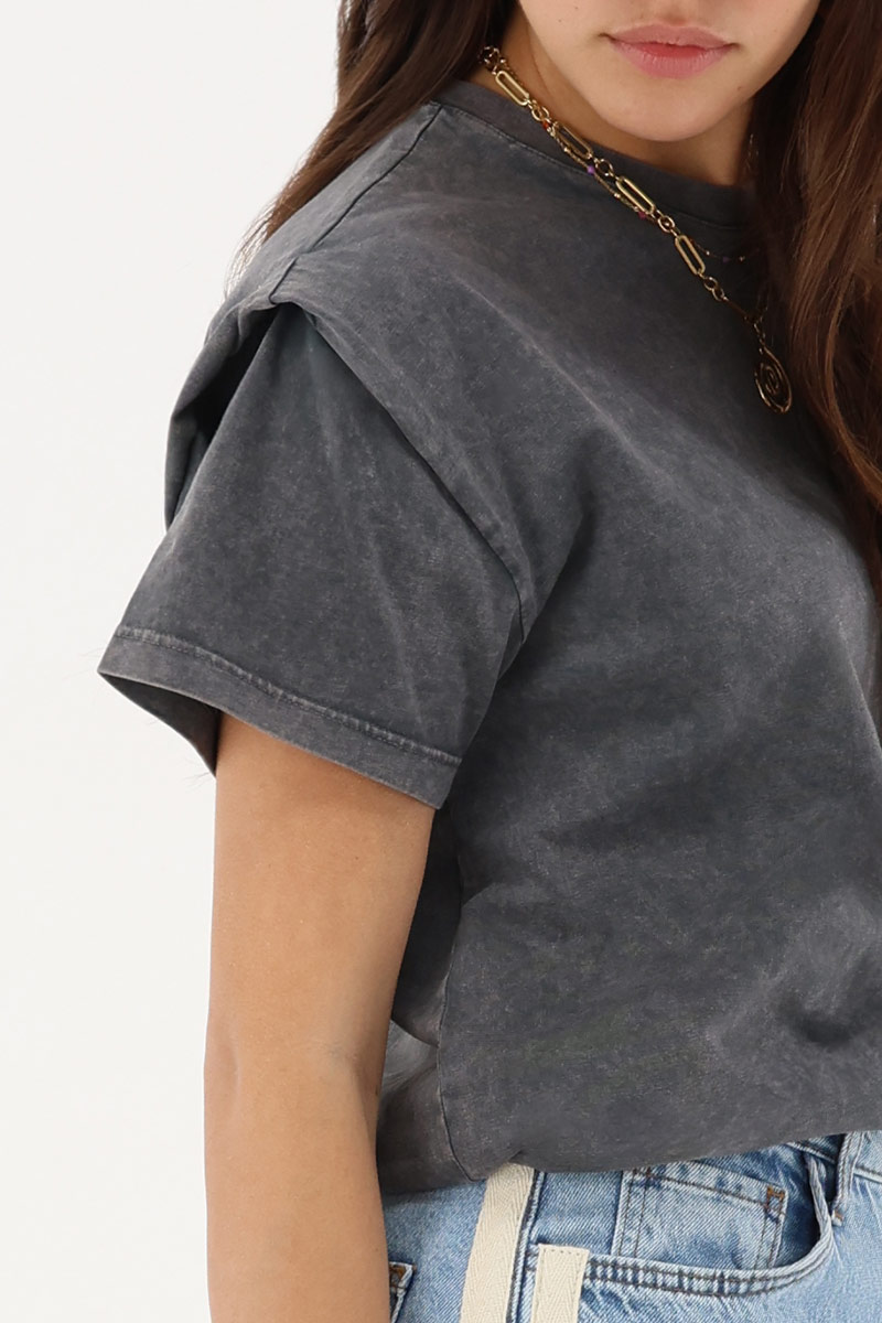 Grey T-shirt with sleeve detail | My Jewellery