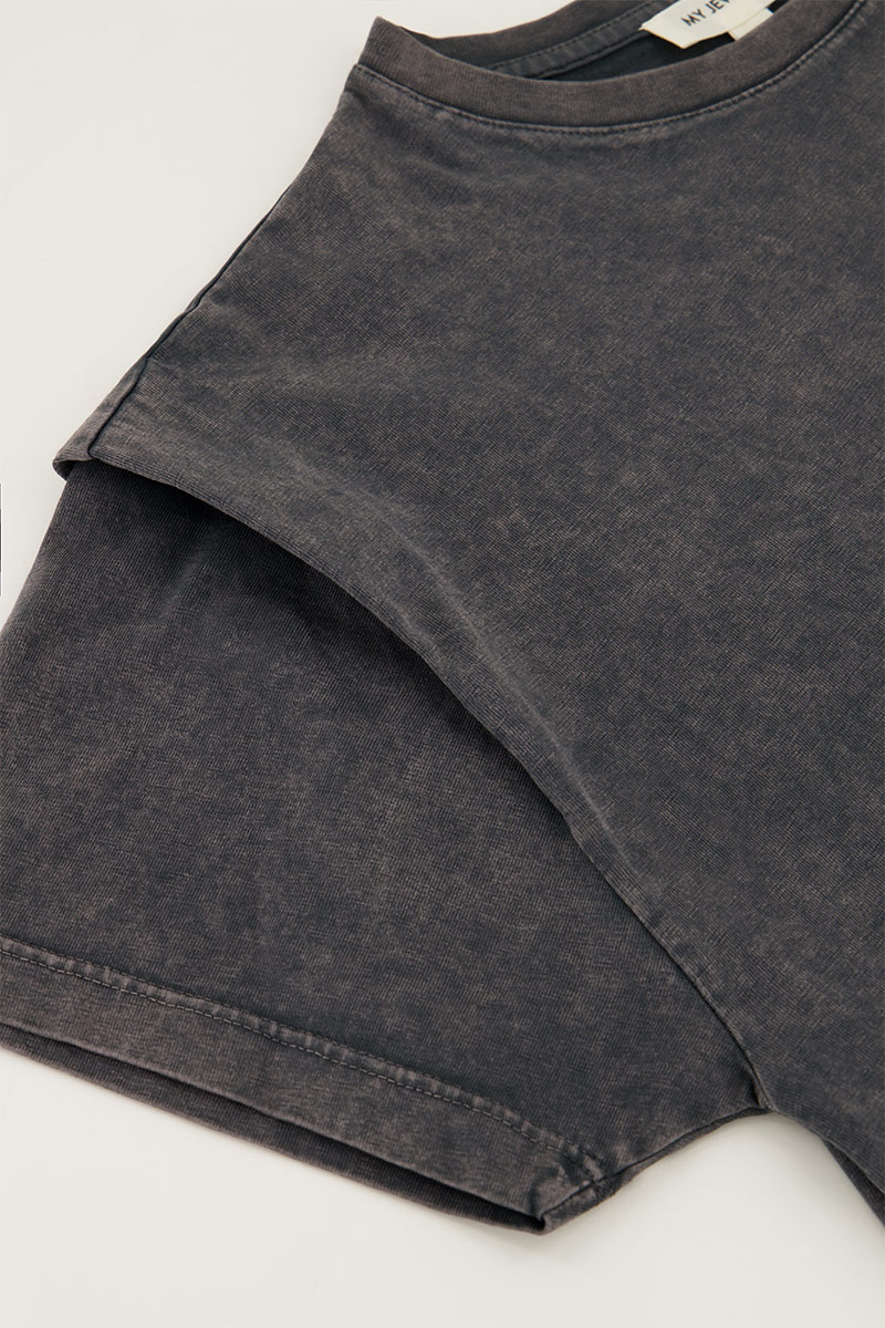 Grey T-shirt with sleeve detail
