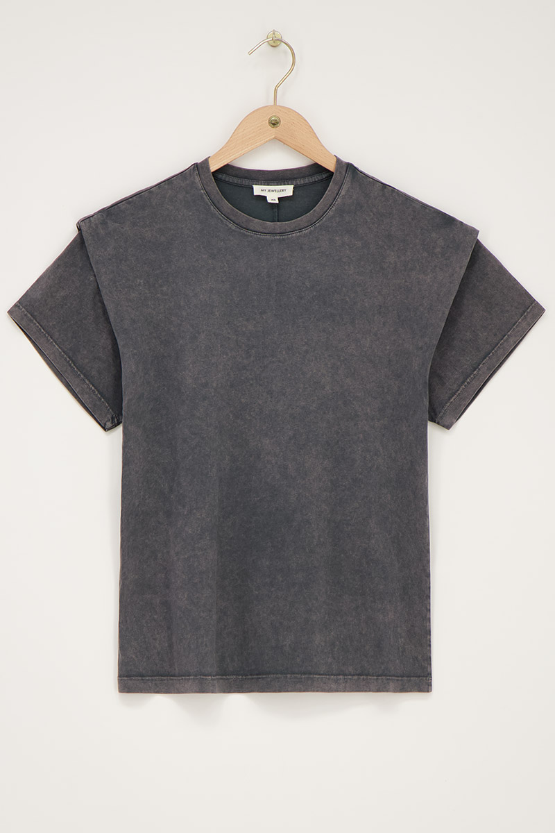 Grey T-shirt with sleeve detail