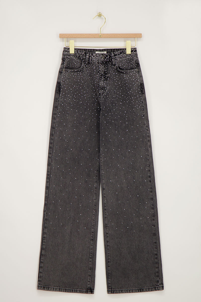 Jean large avec strass | - My jewellery - Modalova