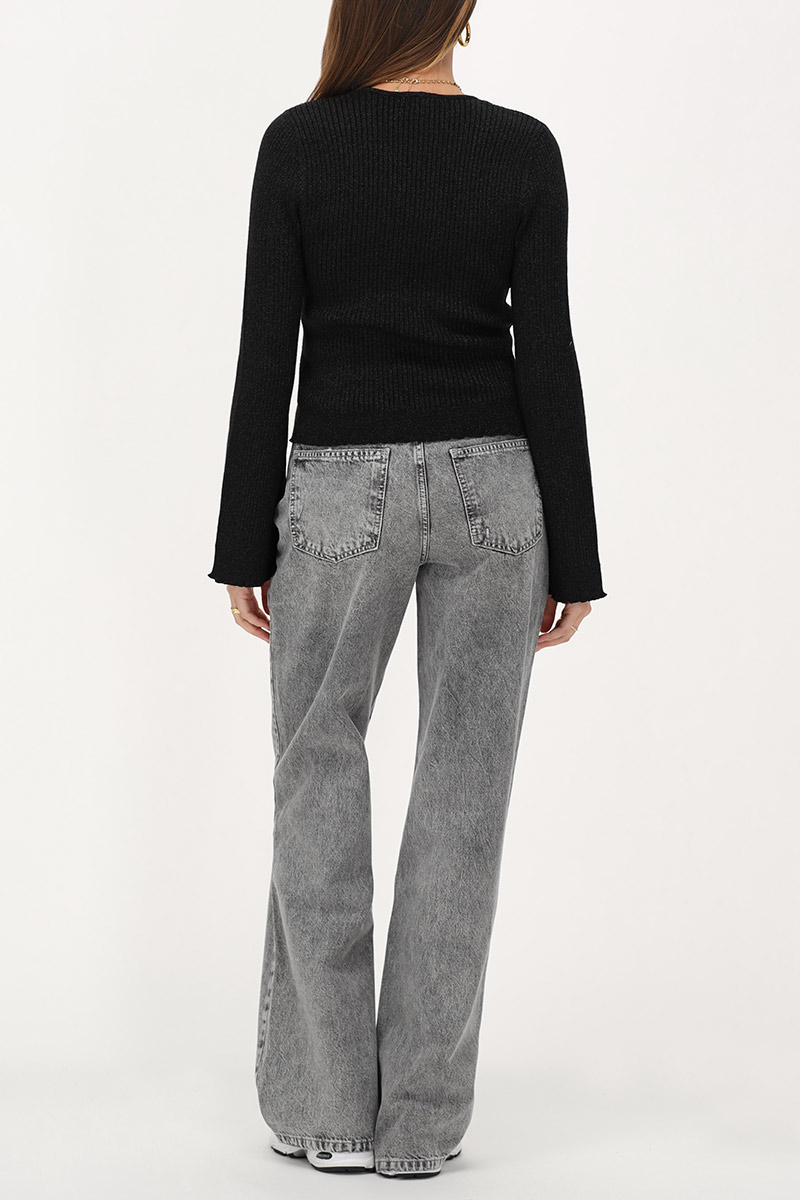 Grey wide leg jeans with holes | My Jewellery