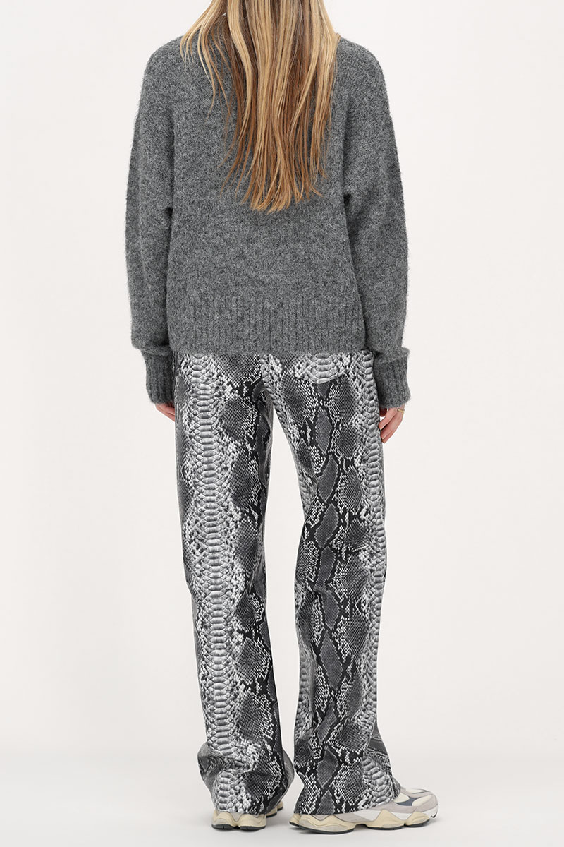 Grey wide leg trousers with snake print | My Jewellery