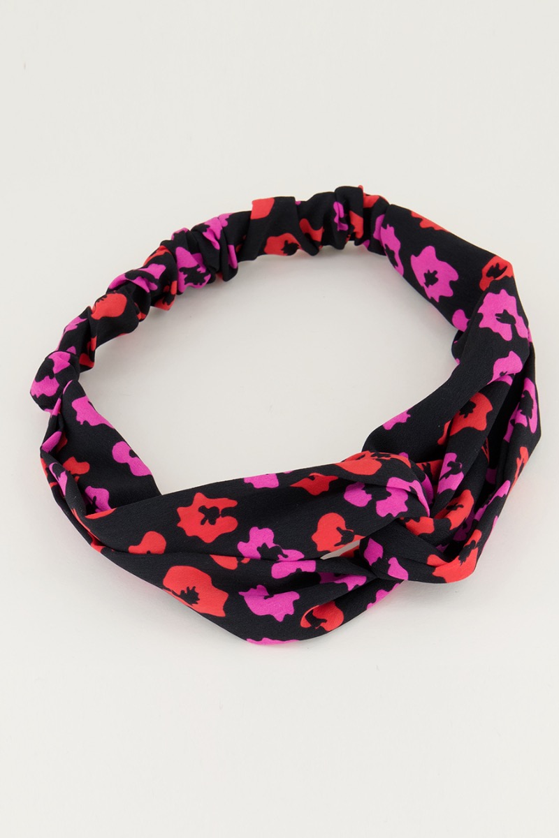 My Jewellery Haarband roze&rode bloemen Rood/Roze/Zwart one size