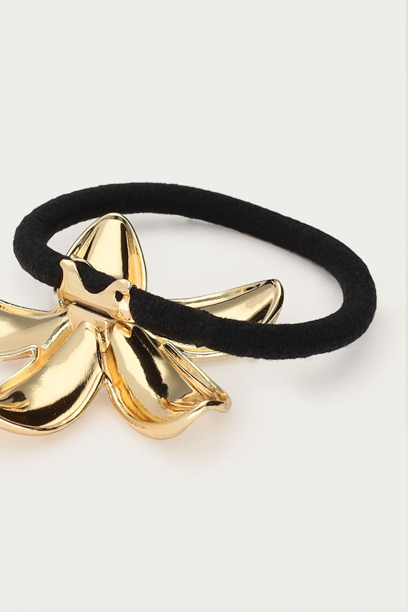 Hair elastic with gold coloured flower | My Jewellery