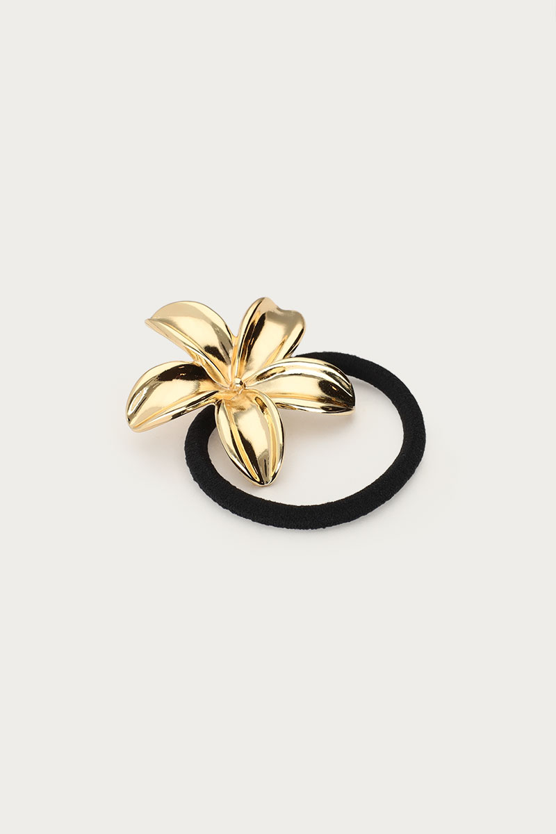 Hair elastic with gold coloured flower | My Jewellery