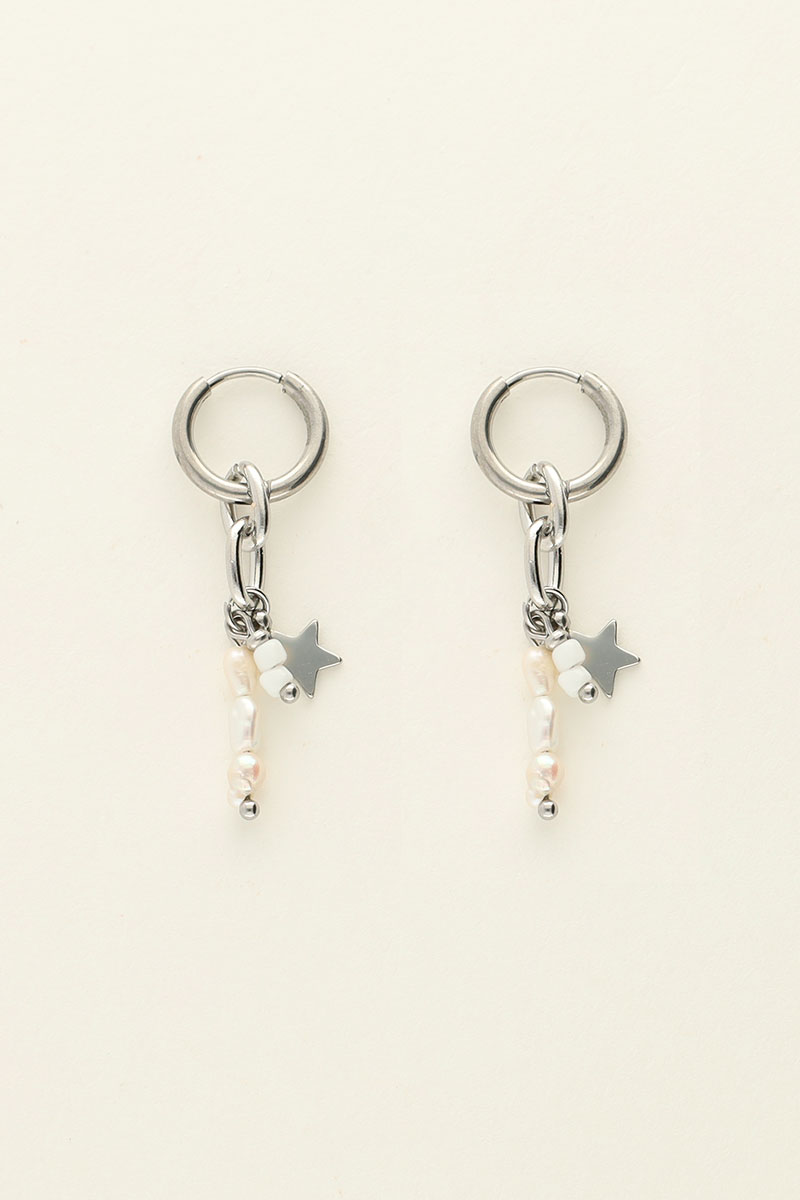 Hoop earrings with star & pearls | My Jewellery