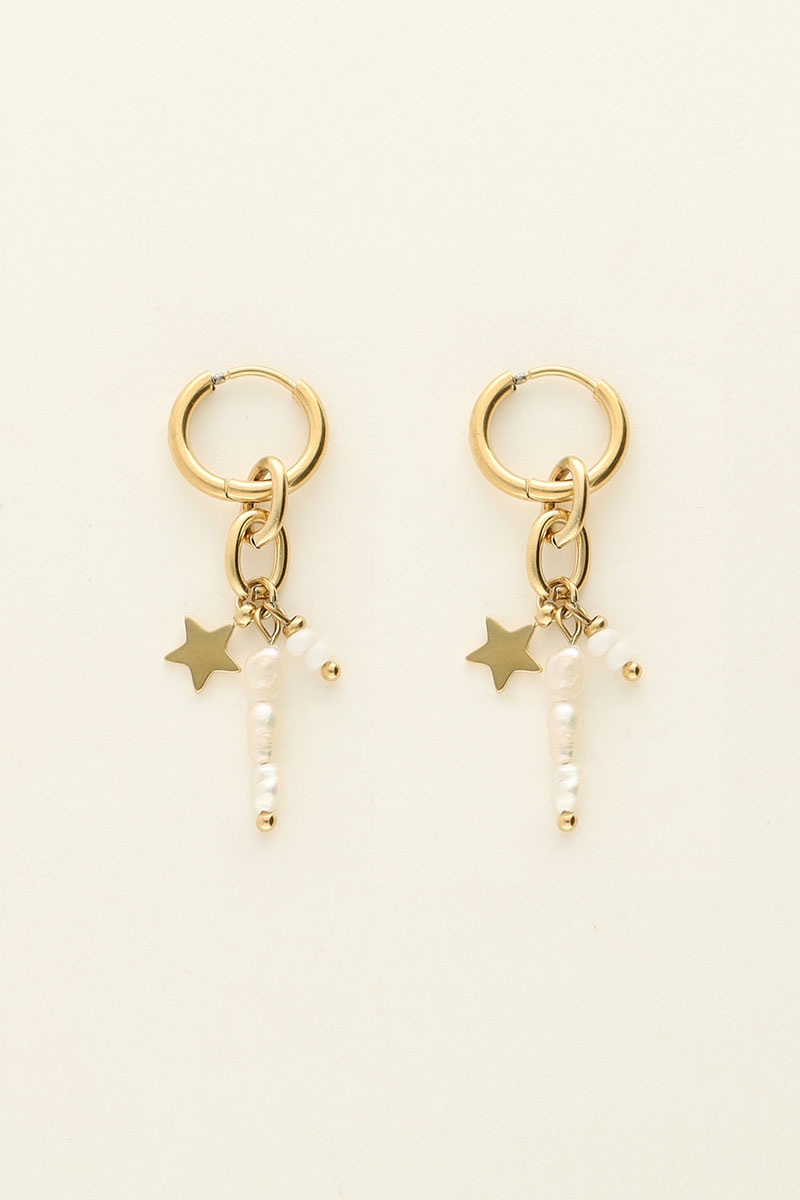Hoop earrings with star & pearls | My Jewellery
