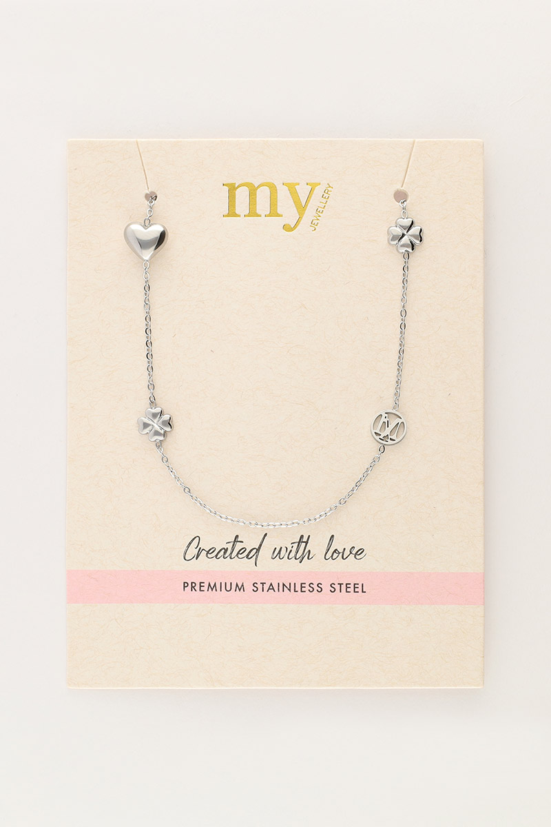 Iconic long necklace with hearts and clovers | My Jewellery