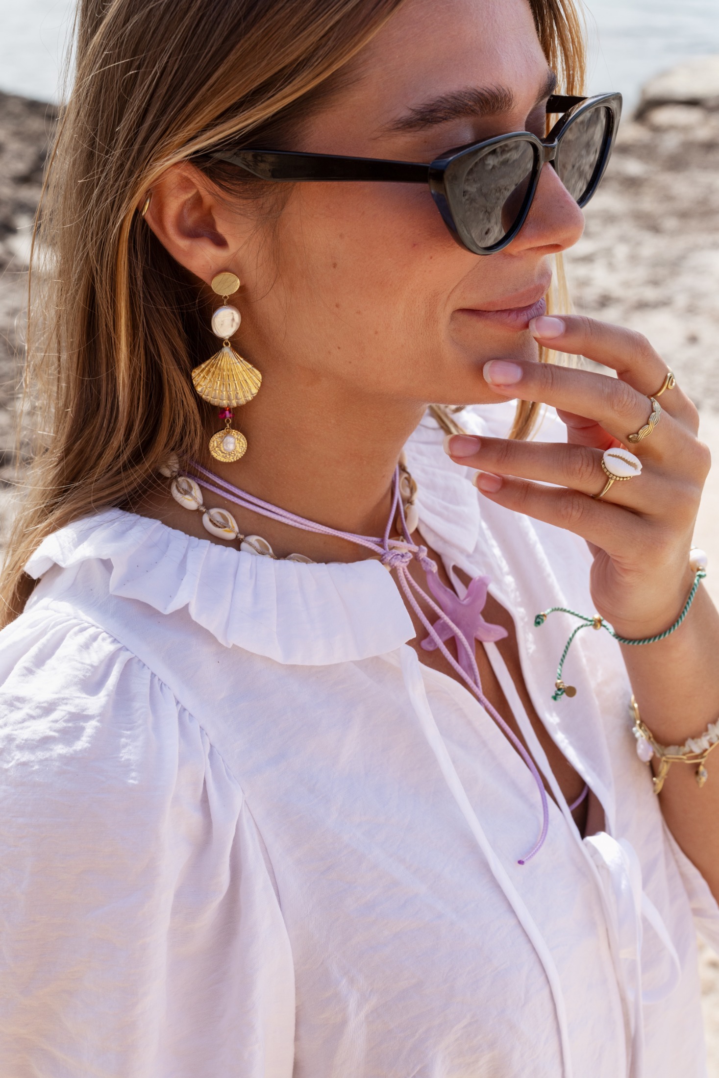 Ocean earrings with seashell and pearls | My Jewellery