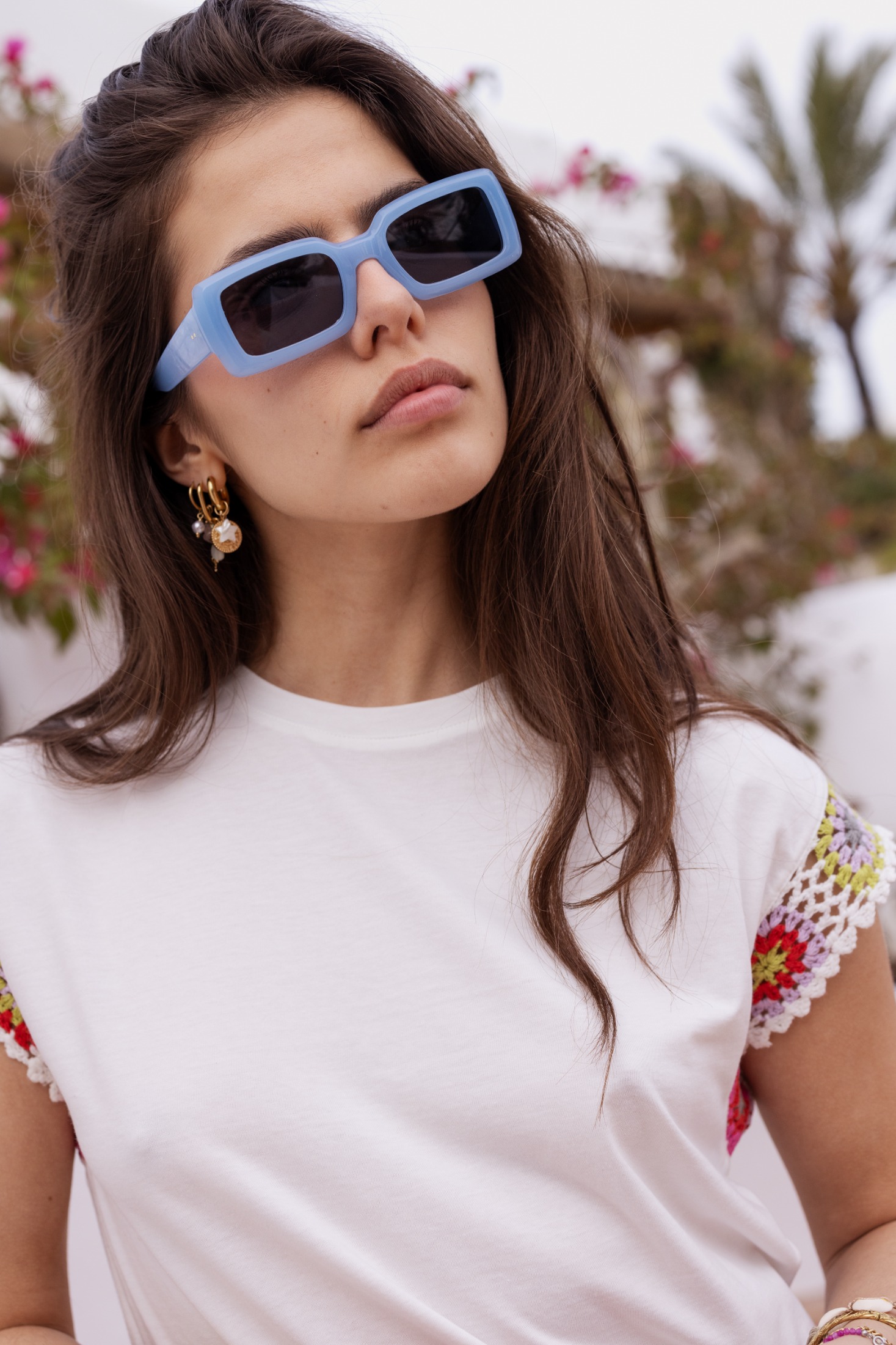 Light blue rectangular sunglasses | My Jewellery