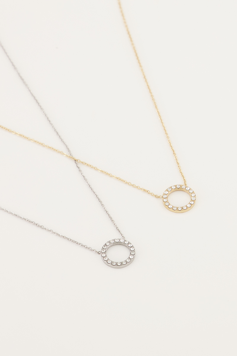 Ketting open rondje strass
