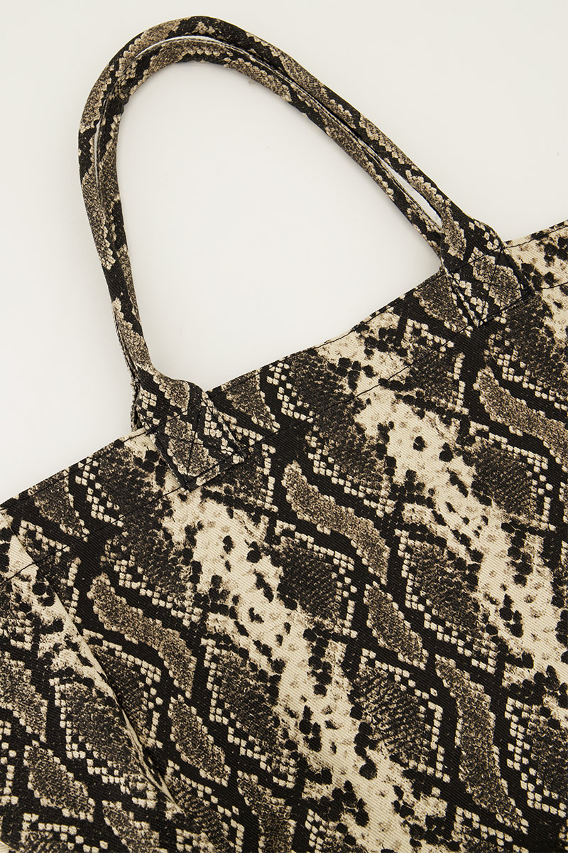 Large tote bag with snake print