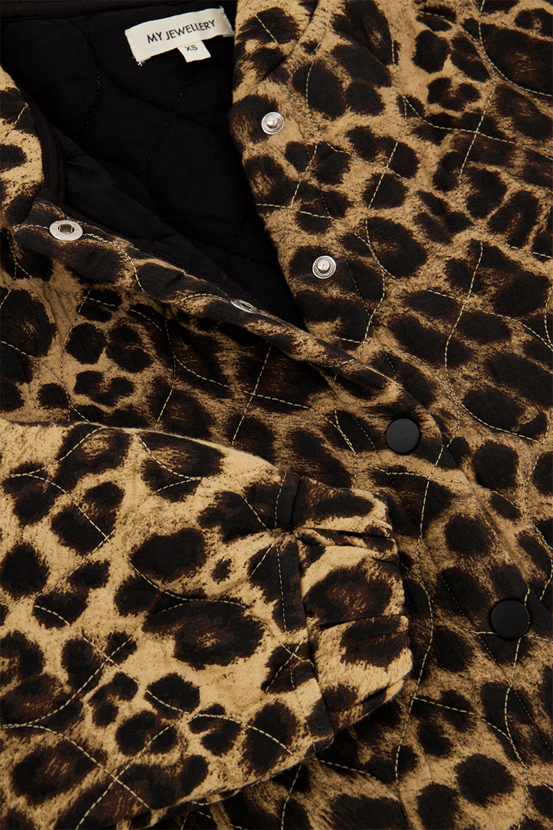 Leopard print bomber jacket with stitching | My Jewellery