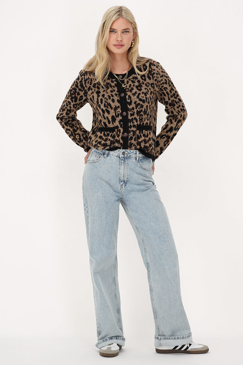 Panther print cardigan with gold buttons | My Jewellery