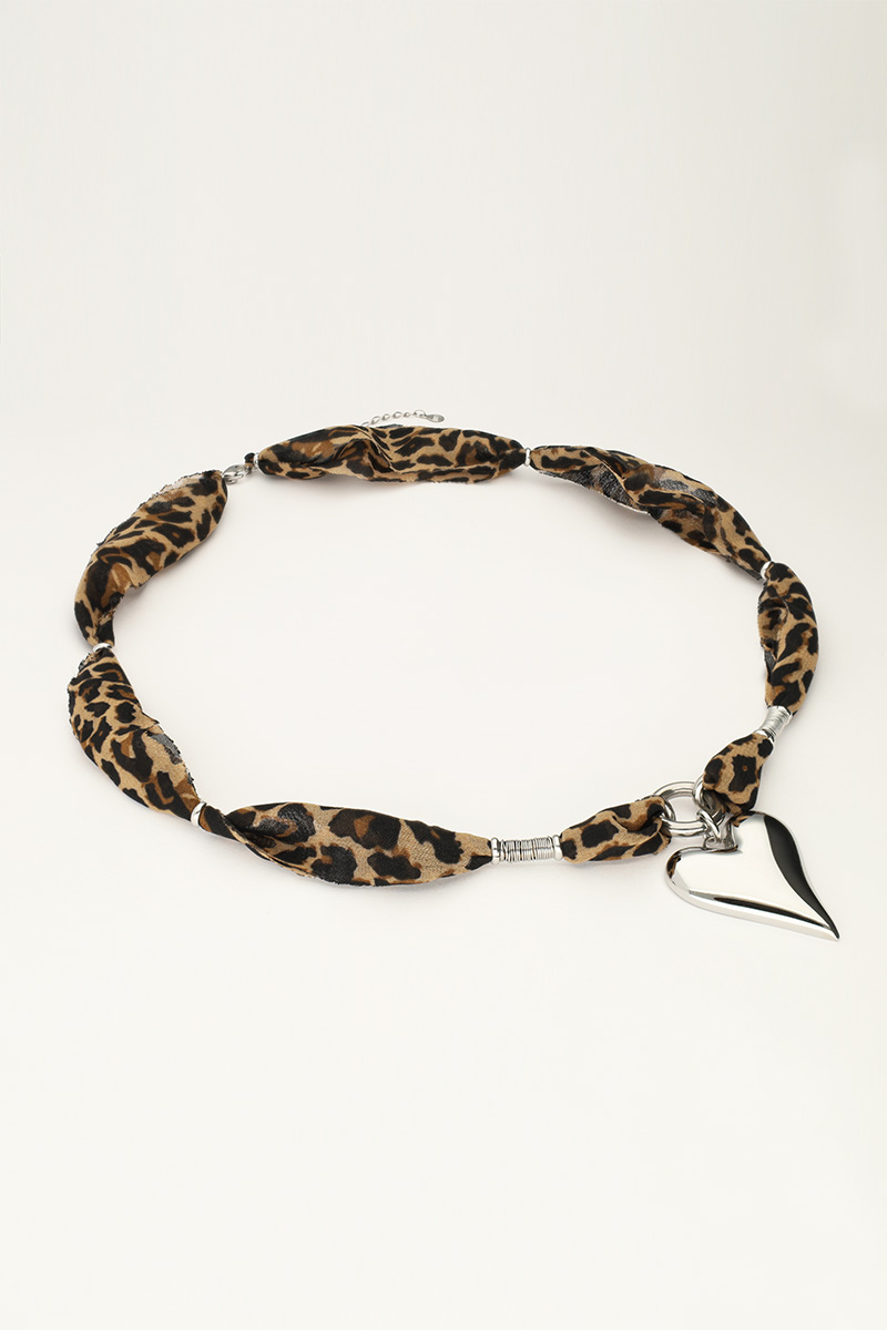 Panther print cord necklace with statement heart | My Jewellery