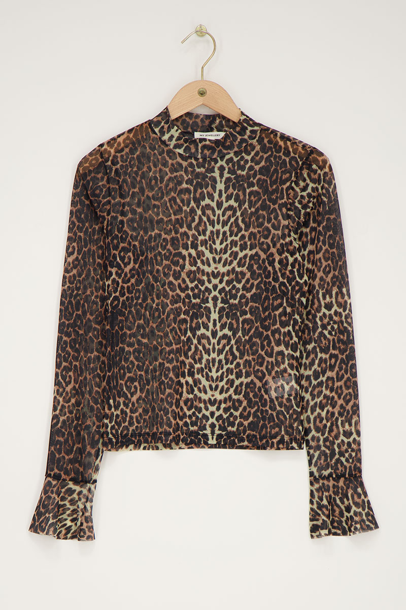 Panther print mesh top with cuff | My Jewellery