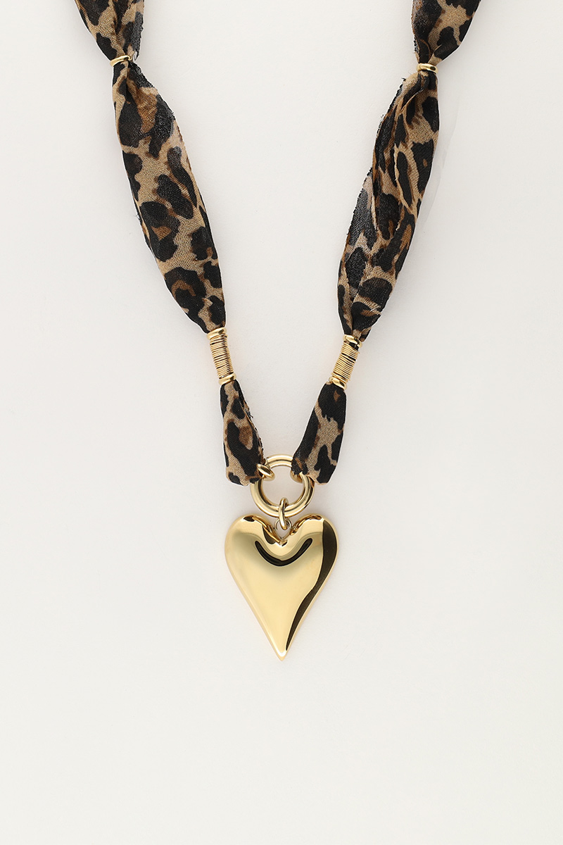 Panther print cord necklace with statement heart | My Jewellery