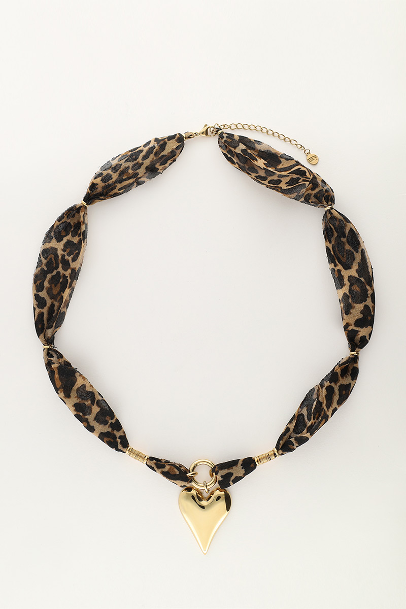 Panther print cord necklace with statement heart | My Jewellery