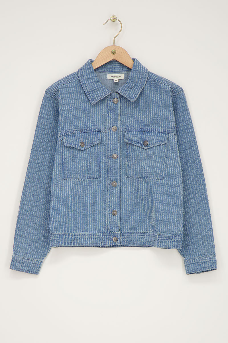 Light blue bouclé denim jacket