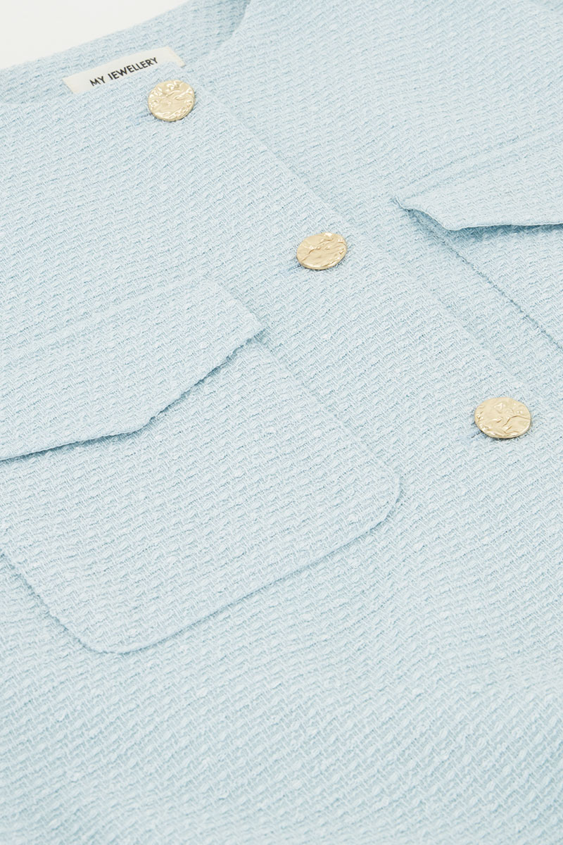 Light blue vest with tweed | My Jewellery