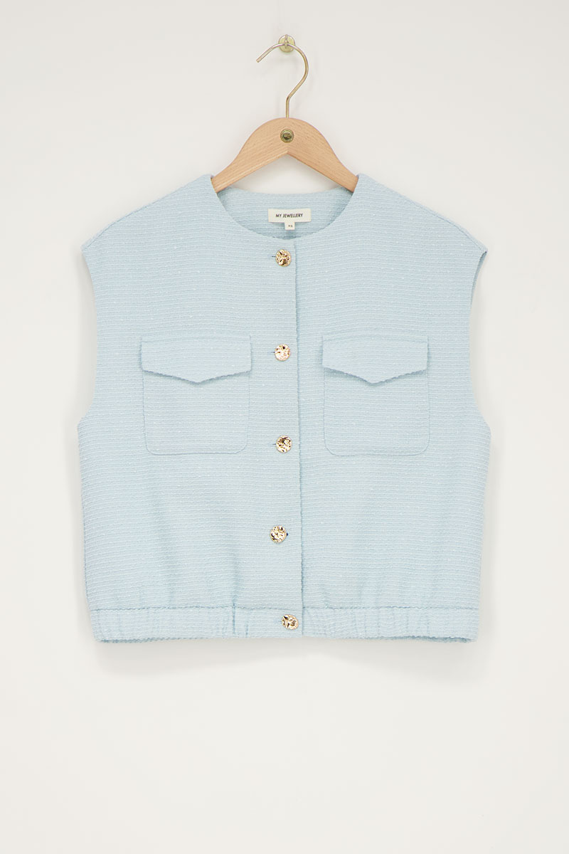 Light blue vest with tweed | My Jewellery
