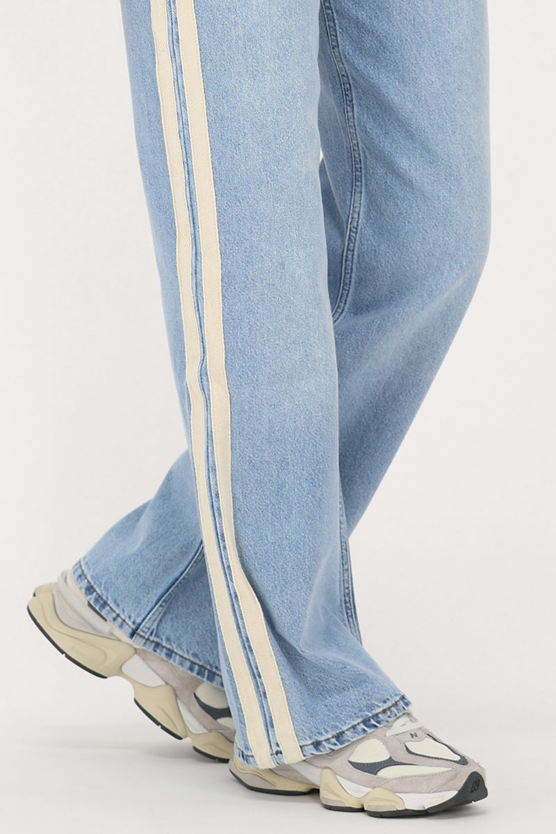 Light blue wide leg jeans with tapes | My Jewellery