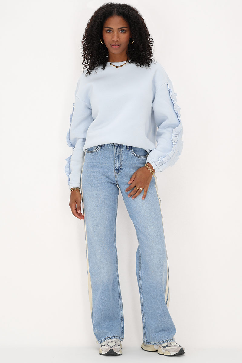 Light blue wide leg jeans with tapes | My Jewellery