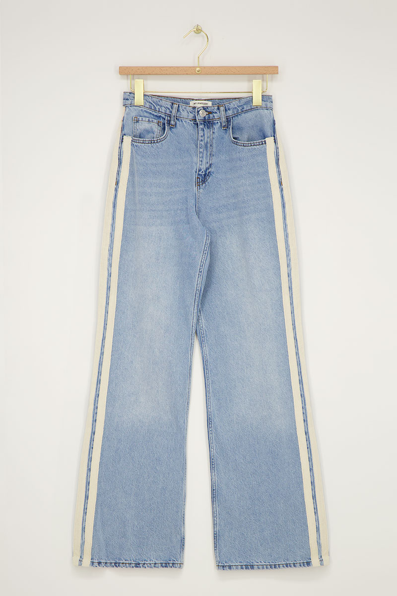 Light blue wide leg jeans with tapes | My Jewellery