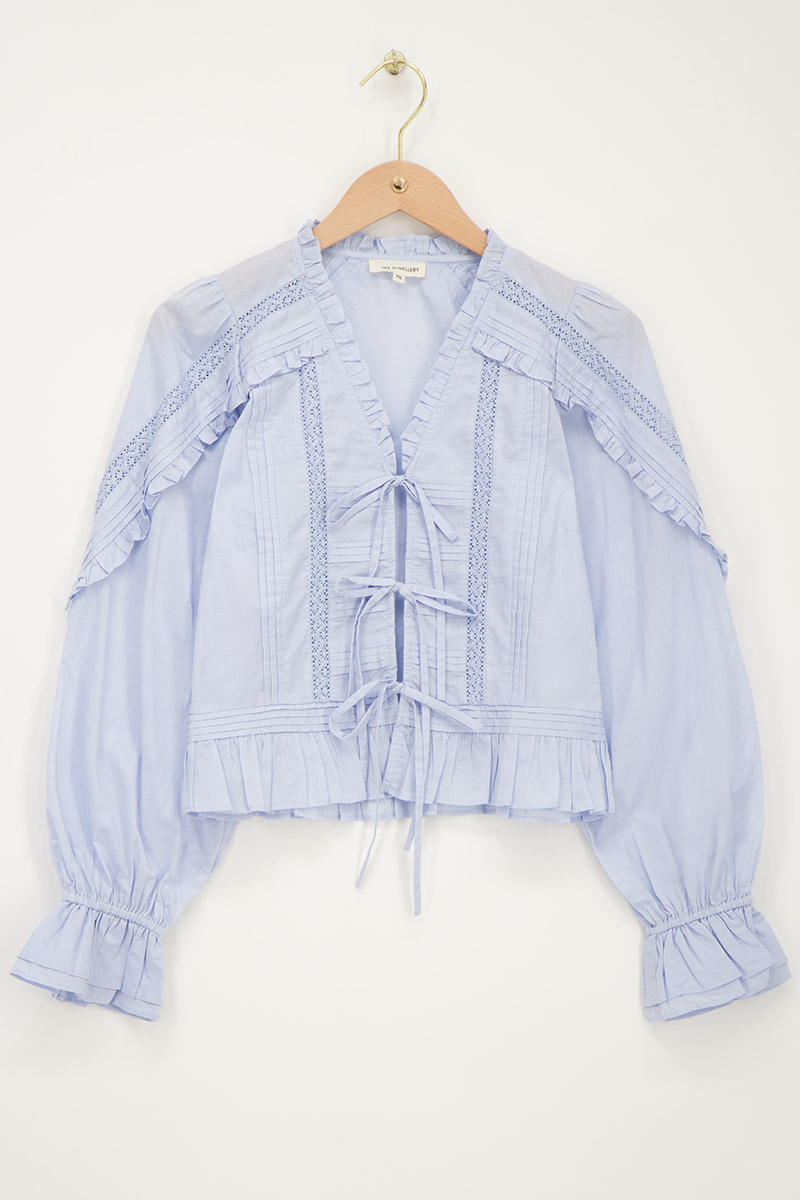 Light blue blouse with ruffle & bows | My Jewellery