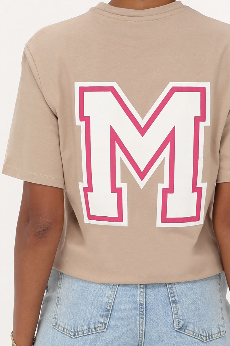 Light brown T-shirt with M logo | My Jewellery