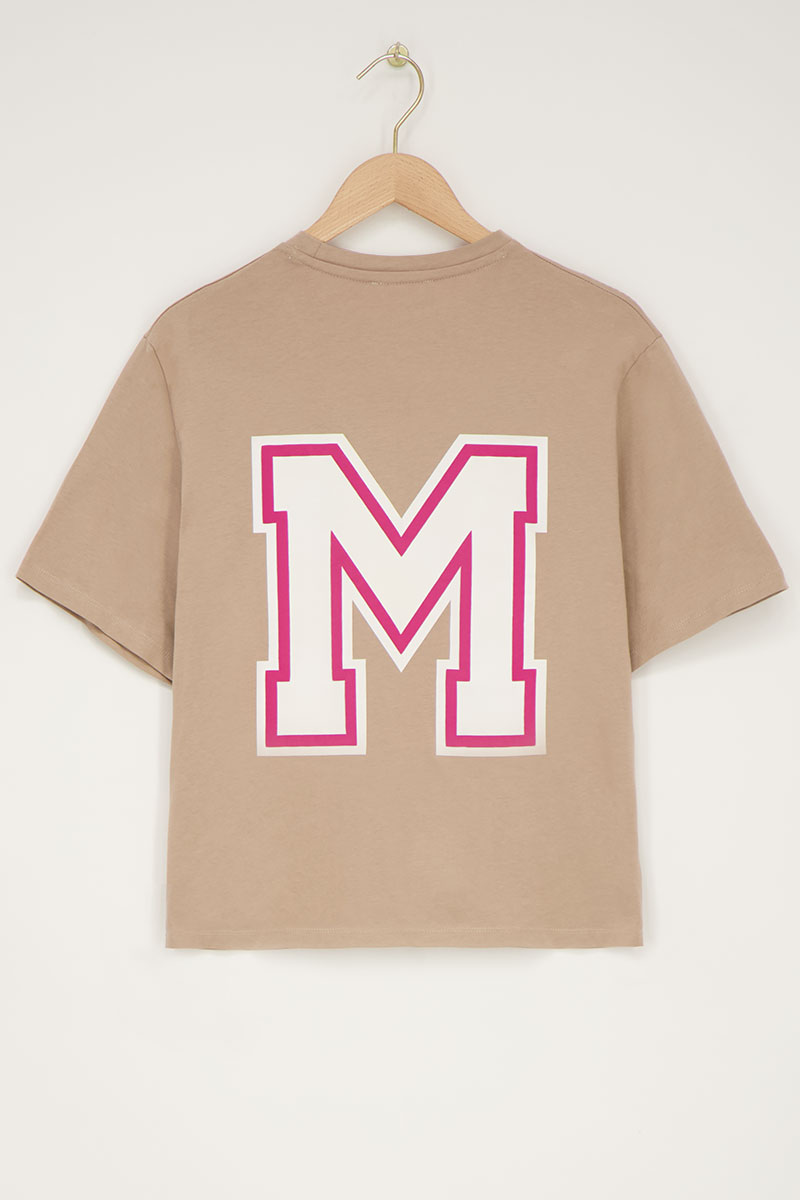 Light brown T-shirt with M logo | My Jewellery