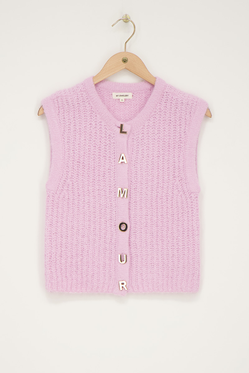 Gilet en maille rose pâle l'amour | - My jewellery - Modalova