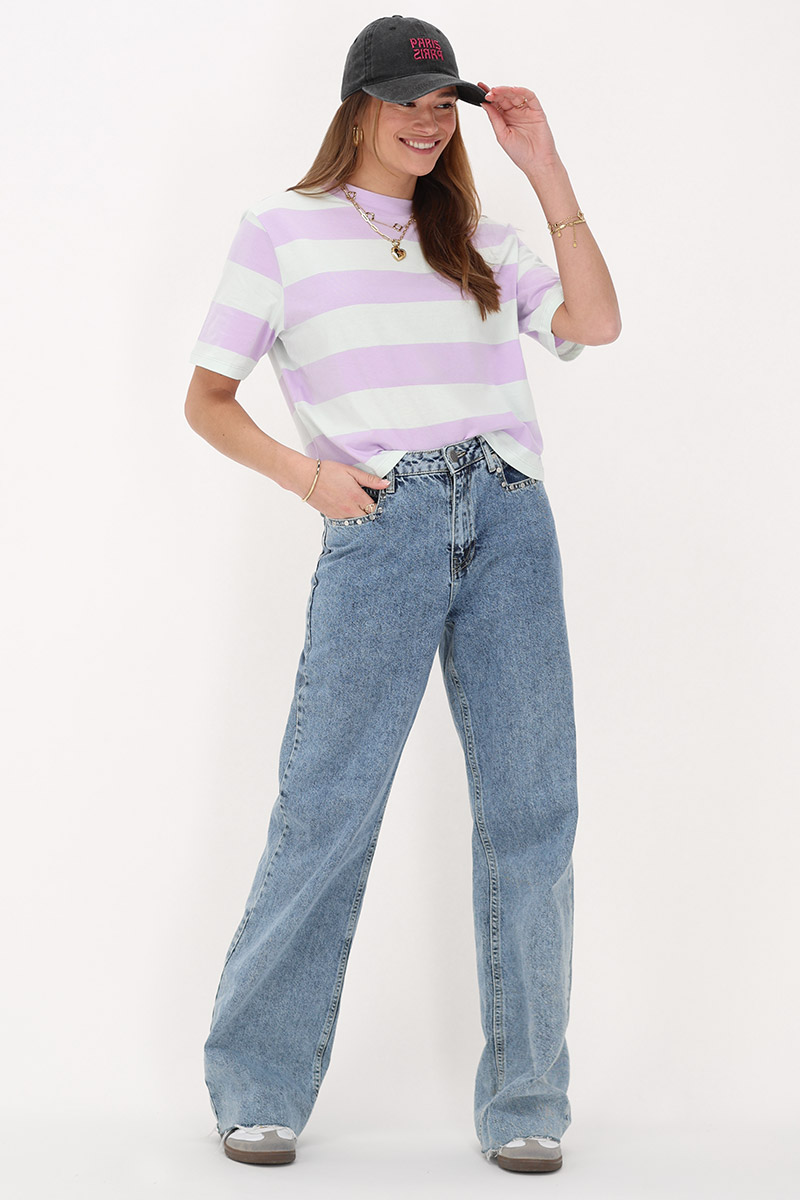 Lila-white striped T-shirt | My Jewellery