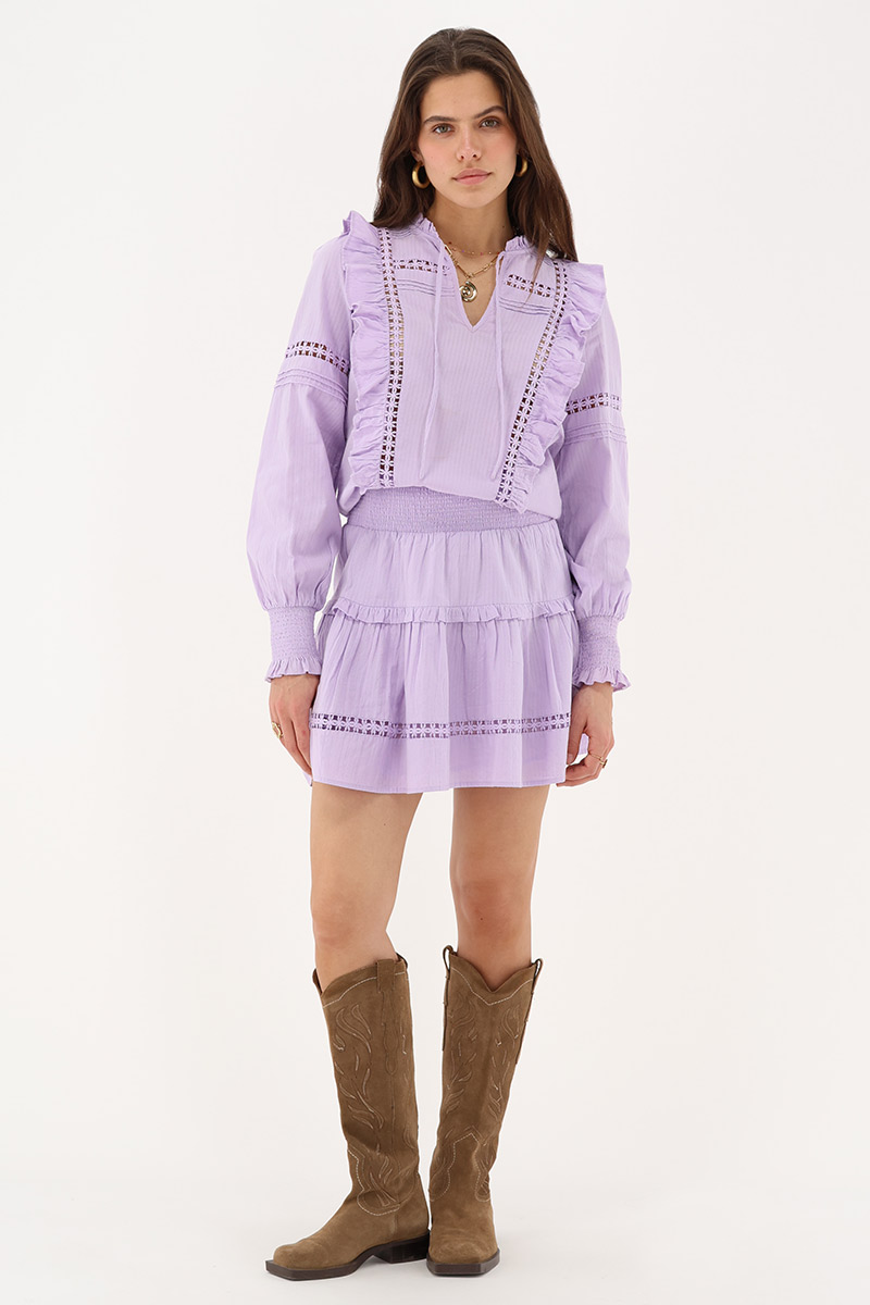 Lilac blouse with ruffles & flowers | My Jewellery
