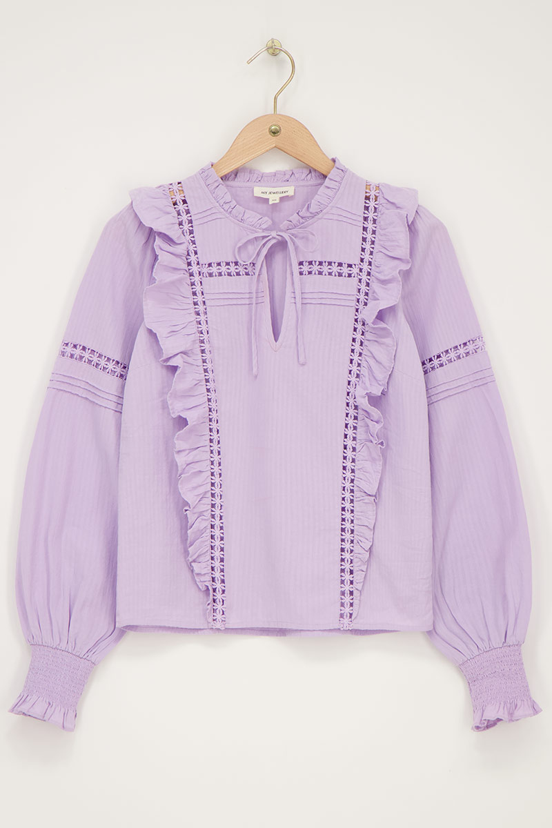 Lilac blouse with ruffles & flowers | My Jewellery